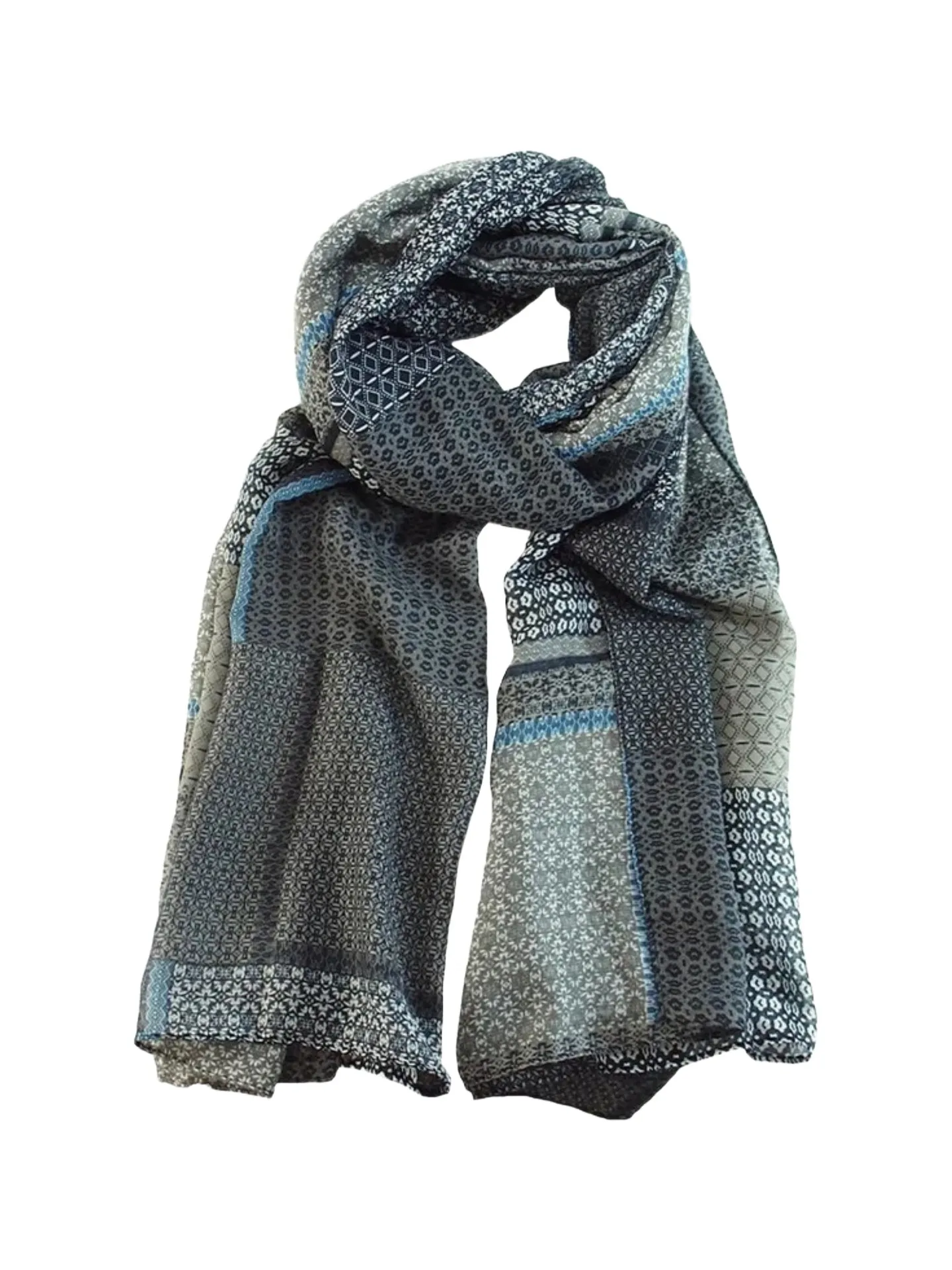 Sciarpina unisex fantasia geometrica - 100% poliestere Navigare - colore Grigio