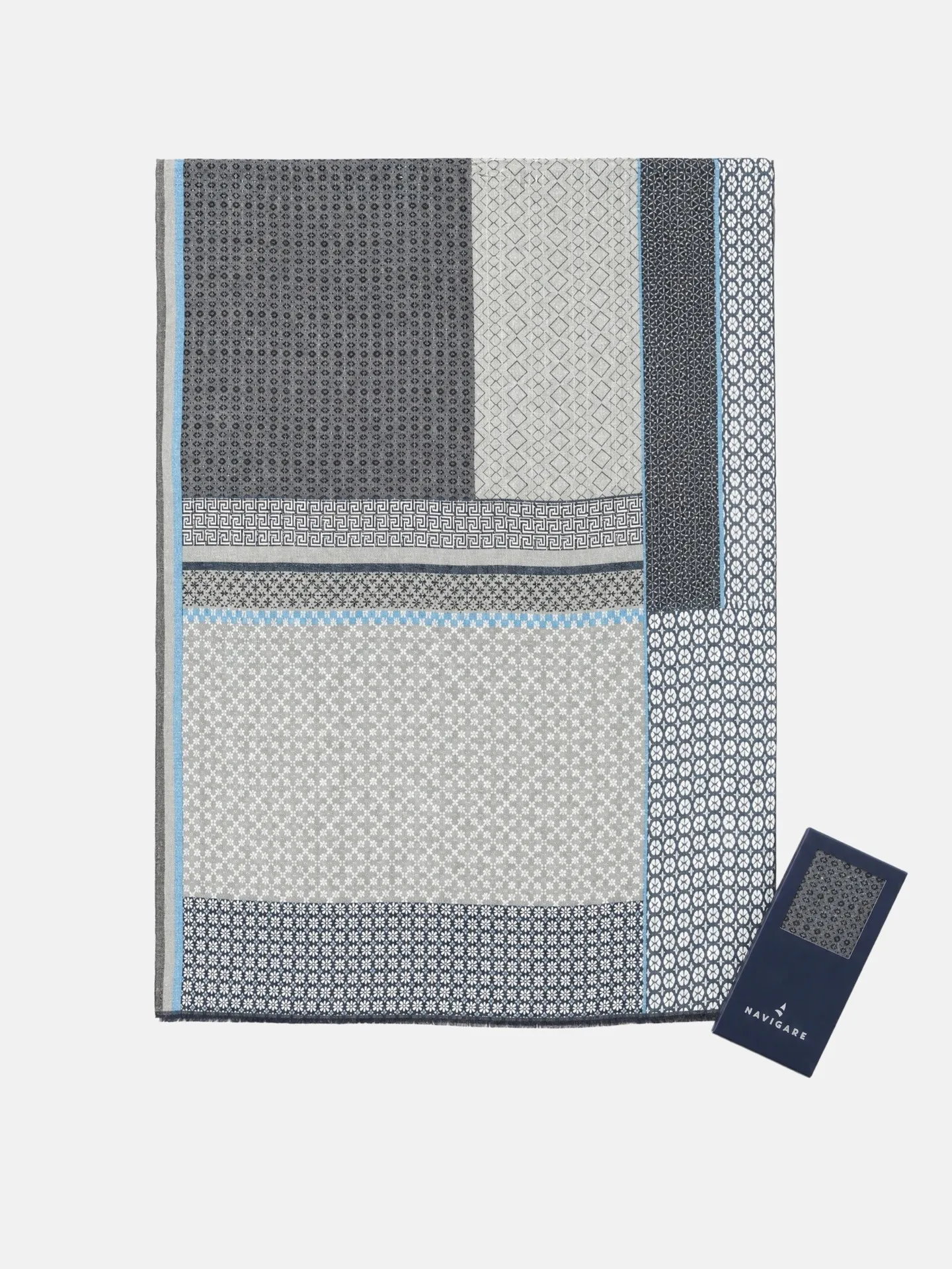Sciarpina unisex fantasia geometrica - 100% poliestere Navigare - colore Grigio - immagine 2